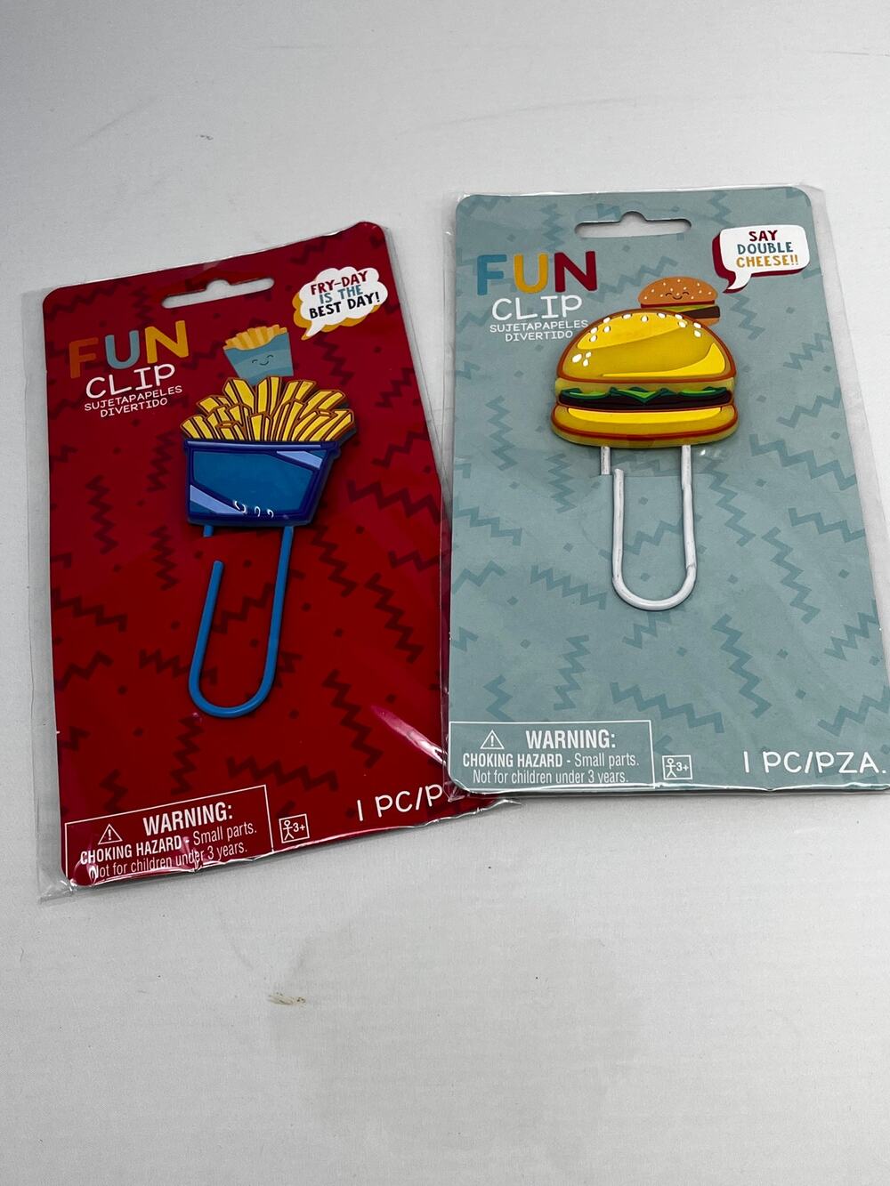 Paper Clips Giant size 3 inches Hamburger and French Fries Fun Clip New in Box